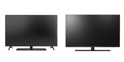 Blank LED TV screen mockup, isolated on transparent background. Generative AI