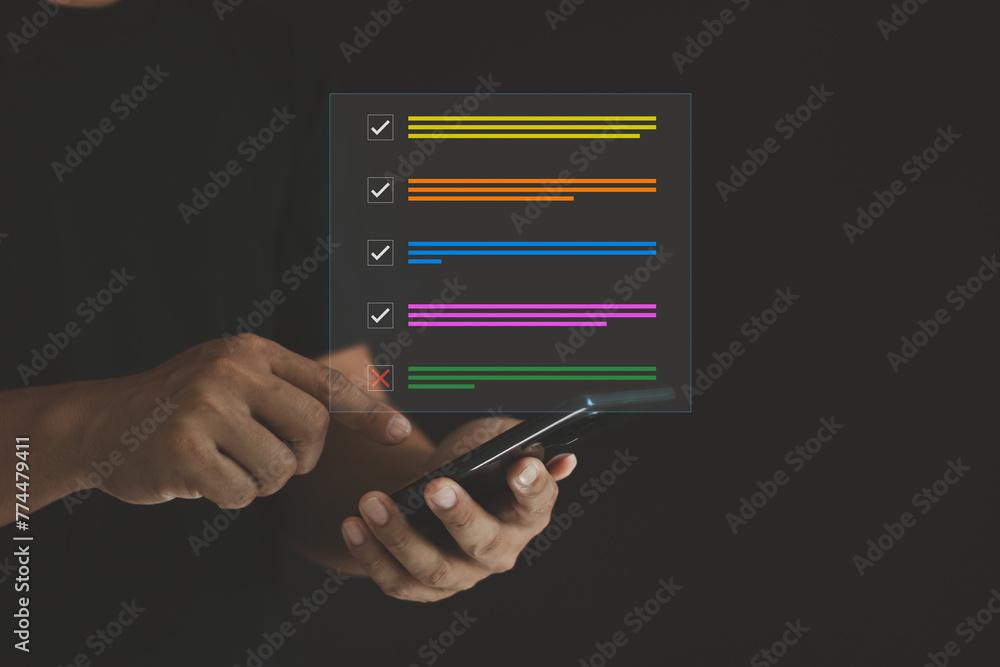 Poster survey form concept. questionnaire with checkboxes, answer questions of test. education futuristic t