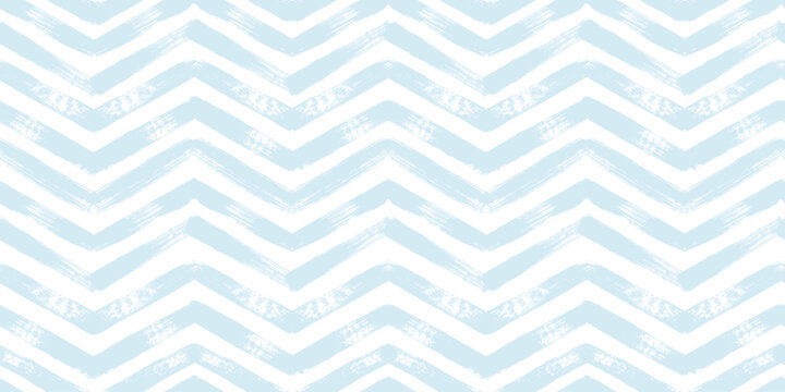 Chevron seamless vector pattern. Watercolor stripe kids background, Abstract zigzag blue print, Graphic striped texture pastel lines.