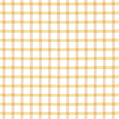 Gingham seamless pattern. Watercolor brush lines texture for shirts, plaid, tablecloths, clothes, bedding, blankets, vector checkered summer retro rustic print