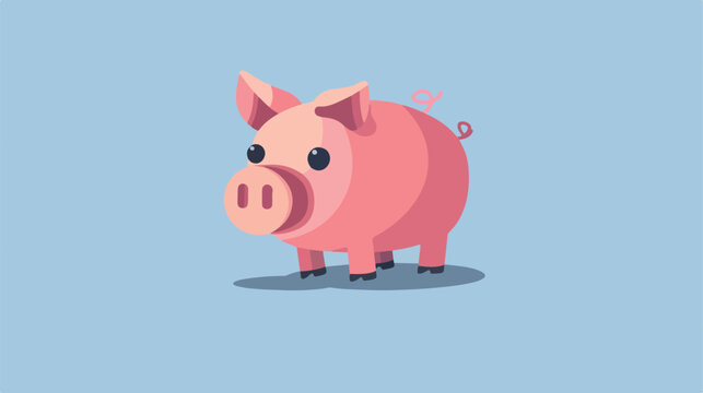 Piggy saving icon flat cartoon vactor illustration