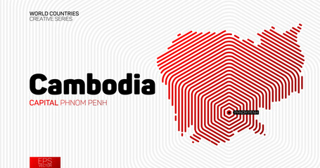 Abstract map of Cambodia with red hexagon lines