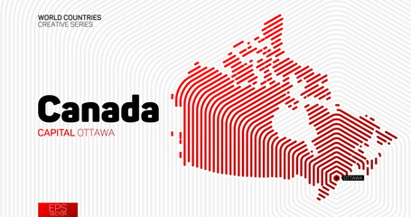 Abstract map of Canada with red hexagon lines