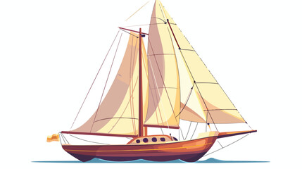 Sailboat isolated symbol flat cartoon vactor illust