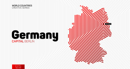 Abstract map of Germany with red hexagon lines