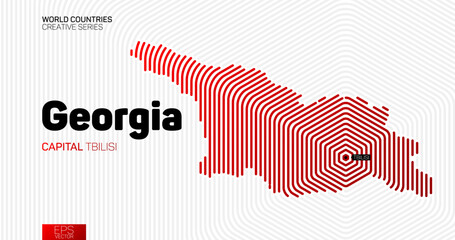 Abstract map of Georgia with red hexagon lines