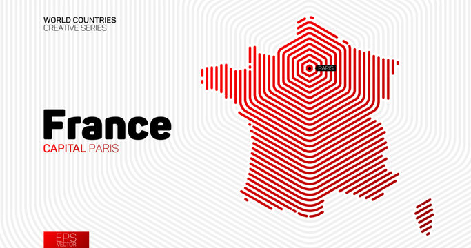 Abstract map of France with red hexagon lines