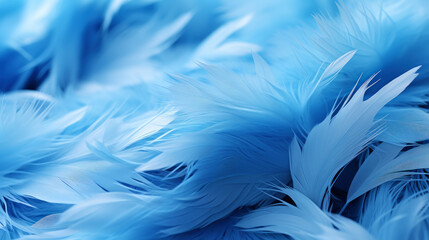 Close up of light baby blue luxurious feather background with copying spaces. Generative AI - obrazy, fototapety, plakaty