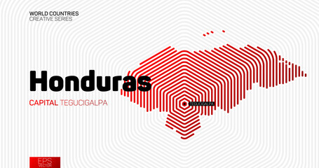 Abstract map of Honduras with red hexagon lines