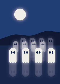 Group of ghosts in a valley