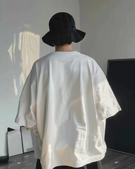 Stylish oversized ensemble on male model, minimalist backdrop, soft natural lighting, sharp focus.generative ai