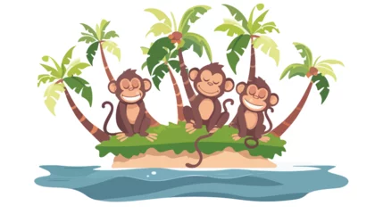 Outdoor kussens Scene with monkeys on the island on white backgroun © zoni