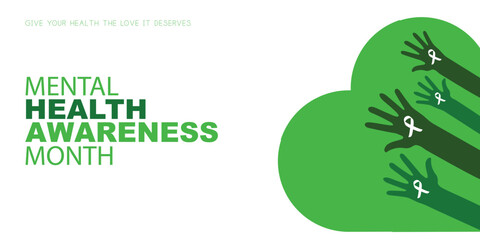 May is Mental Health Awareness Month banner. Mental Health Awareness an annual campaign highlighting awareness of mental health. Vector design illustration.
