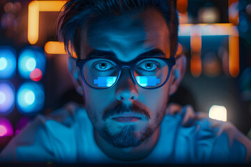 portrait of a marketing director playing/working with generative AI tools