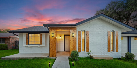 a new home with wood beam