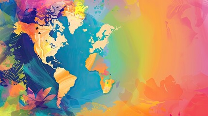 World Art Day background with copy space area on side for text. Abstract, colour, and art background. Colorful background, design, banner, poster. 