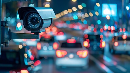 Another representation of smart LPR camera solutions on a landing page, focusing on automated license plate recognition and vehicle speed detection for monitoring and traffic rule adherence - obrazy, fototapety, plakaty