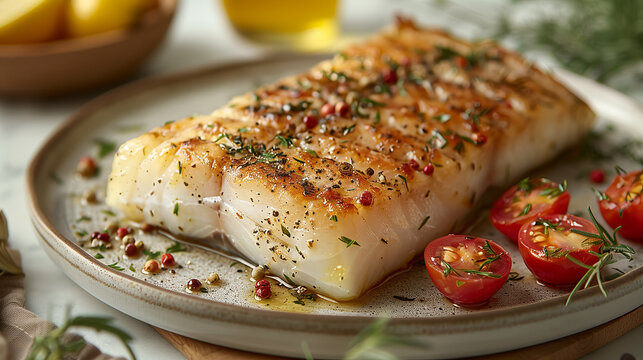Baked Hake on a plate 