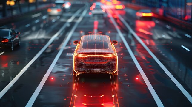 Highlighting the sensor and camera systems of an autonomous vehicle, showcasing the technology behind driverless cars