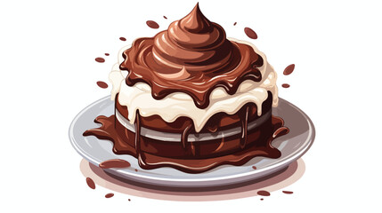 Sweet chocolate topping delicious icon flat cartoon