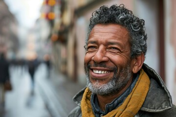 Portrait of a smiling senior man on the street in Paris, France
