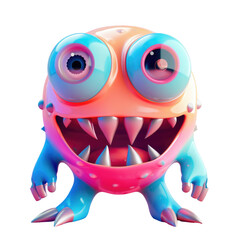 Colorful monster with sharp teeth - obrazy, fototapety, plakaty