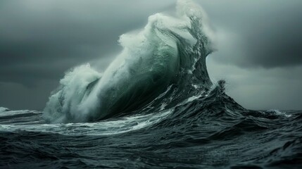 wave in the middle of the sea with winds - obrazy, fototapety, plakaty