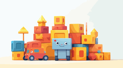 Toys blocks isolated illustration design flat carto