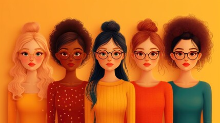 women of different nationalities and cultures standing together. Created with Generative AI.