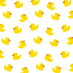 Rubber seamless yellow duck pattern repeating wallpaper. Vector illustration.