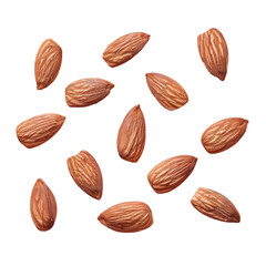 Almonds closeup on transparent background
