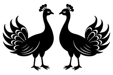Beauty peacock vector silhouette illustration ,peacock tattoo design icon,logo and vector illustration