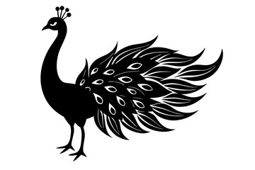 Beauty peacock vector silhouette illustration ,peacock tattoo design icon,logo and vector illustration