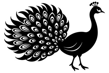 Beauty peacock vector silhouette illustration ,peacock tattoo design icon,logo and vector illustration