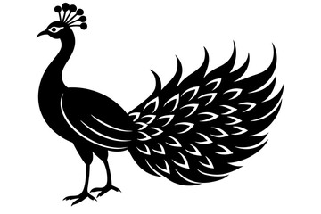 Beauty peacock vector silhouette illustration ,peacock tattoo design icon,logo and vector illustration
