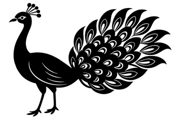 Beauty peacock vector silhouette illustration ,peacock tattoo design icon,logo and vector illustration