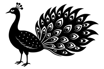 Beauty peacock vector silhouette illustration ,peacock tattoo design icon,logo and vector illustration