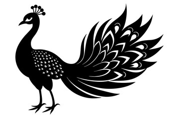 Beauty peacock vector silhouette illustration ,peacock tattoo design icon,logo and vector illustration