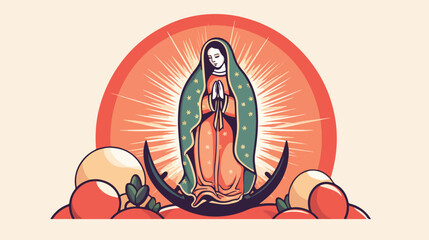 Virgen de guadalupe traditional illustration isolat