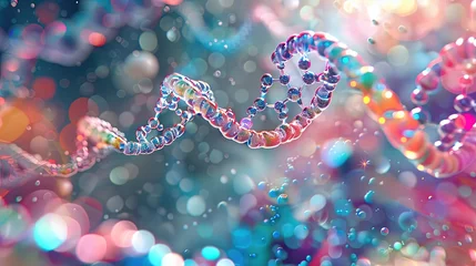 Fotobehang 3D illustration of DNA cells, medical background, science, and education © Mentari