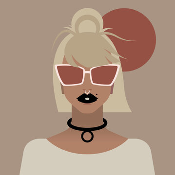 Woman with sunglasses in nude tones