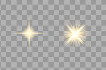 Vector Neon Light Effect. yellow glowing light explodes .Bright Star. Special line flare light effects for design and decor. Black background.