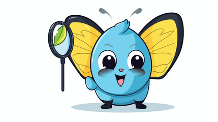 Whistle mascot illustration is catching butterfly