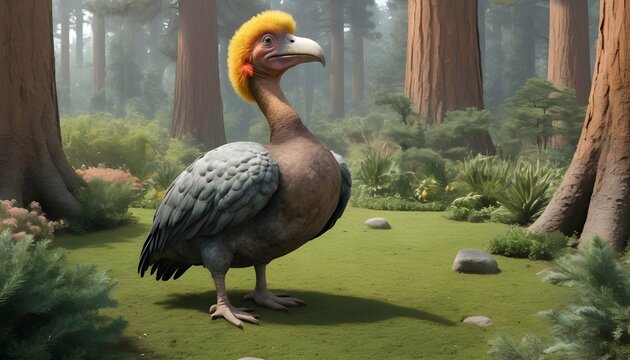 a dodo bird in a garden of giant pines upscaled 4
