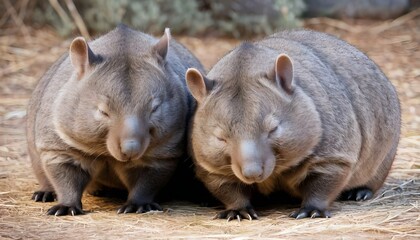 A Pair Of Wombats Snuggling Together  3