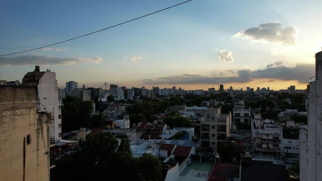Drone videos over the city of Buenos Aires in Argentina. Palermo neighborhood  with views in all directions. Summer season