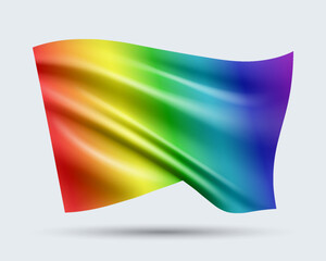 Vector illustration of 3D Horizontal rainbow gradient flag isolated on light background. Created using gradient meshes, EPS 10 vector
