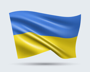 Vector illustration of 3D-style flag of Ukraine isolated on light background. Created using gradient meshes, EPS 10 vector design element from world collection