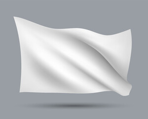 Vector illustration of 3D-looking white color flag template isolated on light background. Created using gradient meshes, EPS 10 vector