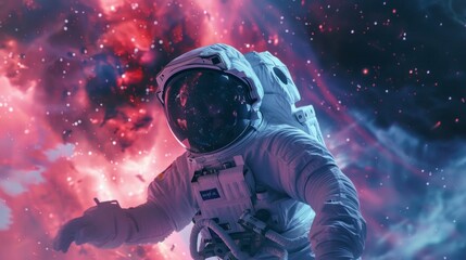 astronaut floating in space - obrazy, fototapety, plakaty